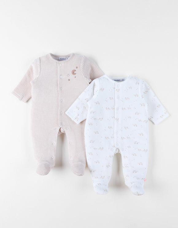 Noukie's set de 2 pyjamas bébé velours Newborn Z2540371