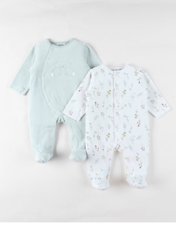 Noukie's set de 2 pyjamas bébé velours Pretty Flowers Z2536371