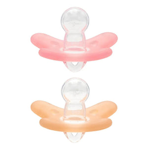 Difrax sucette en silicone 6-12 mois raspberry/caramel (lot de 2) 8711736997954