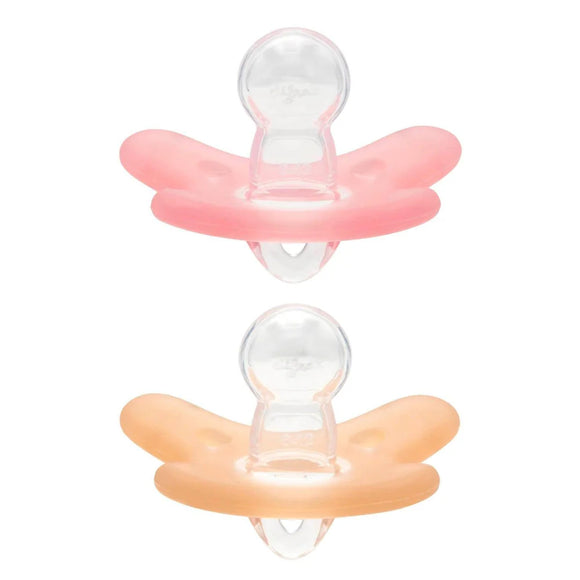 Difrax sucette en silicone 6-12 mois raspberry/caramel (lot de 2) 8711736997954
