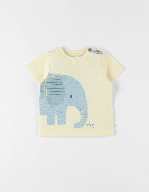 Noukie's T-shirt éléphant à courtes manches, jaune pâle Z2401011