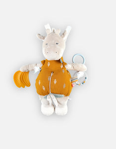 Noukie's Peluche d'activités Tiga en Veloudoux et mousseline de coton BIO, beige/ocre N2113.45