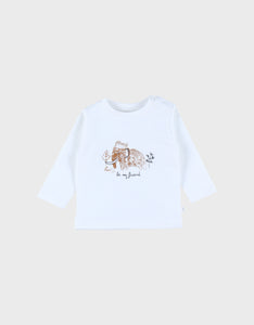 Noukie's t-shirt en coton blanc avec imprimé mammouth Z2558011