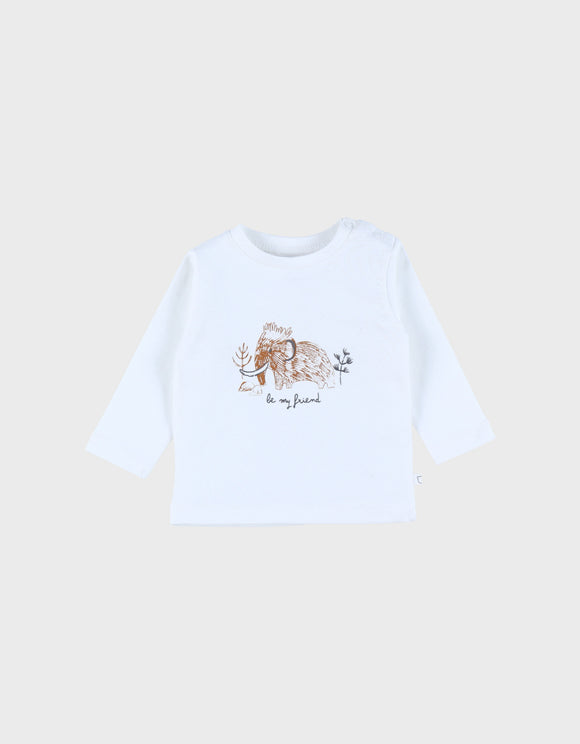 Noukie's t-shirt en coton blanc avec imprimé mammouth Z2558011