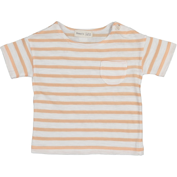 Bean's T-shirt OCEAN Striped slub cot. Abricot S2324665