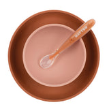 Nattou Set Repas avec Bavoir 4 pièces Rose Silicone 876810