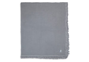 Jollein Couverture Berceau été 120x120cm Mousseline Frange - Gris Orage 521-557-00094
