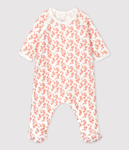 Petit Bateau pyjama bébé en coton biologique blanc MARSHMALLOW/ PAPAYE A03TG01