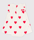 Petit Bateau Robe body imprimé coeur blanc MARSHMALLOW/rouge TERKUIT