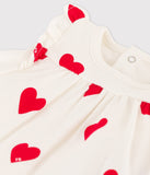 Petit Bateau Robe body imprimé coeur blanc MARSHMALLOW/rouge TERKUIT