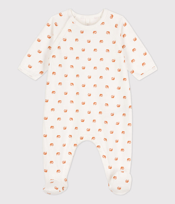 Petit Bateau pyjama imprimé en molleton blanc MARSHMALLOW/ ECUREUIL A055H01