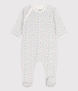 Petit Bateau Pyjama imprimé bébé en molleton blanc MARSHMALLOW/blanc MULTICO A055H02
