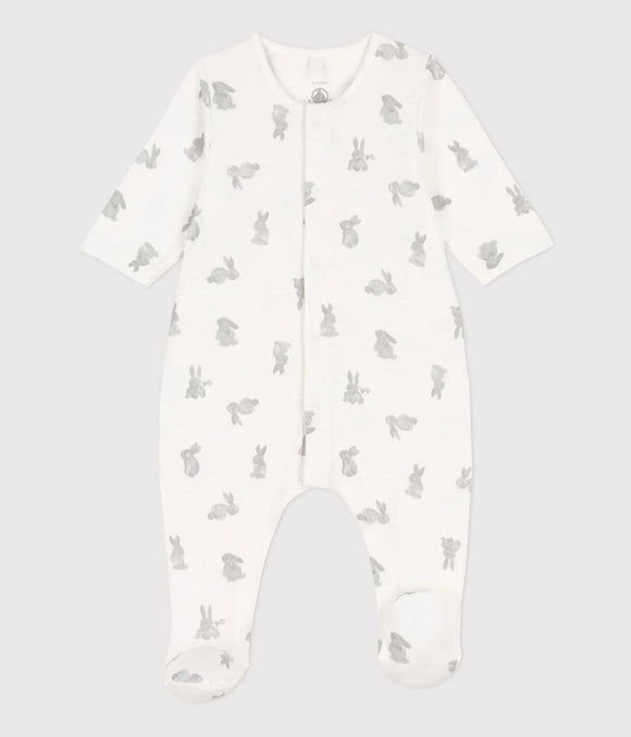 Petit Bateau pyjama lapins en tubique blanc MARSHMALLOW/gris GRIS A06IY 01