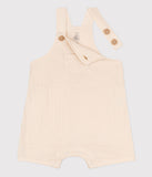 Petit Bateau Salopette courte en gaze de coton bébé Beige Avalanche A06LZ 03