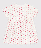 Petit Bateau robe en molleton bébé avec body intégré blanc marshmallow/rouge peps A06MA 01