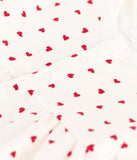 Petit Bateau robe en molleton bébé avec body intégré blanc marshmallow/rouge peps A06MA 01