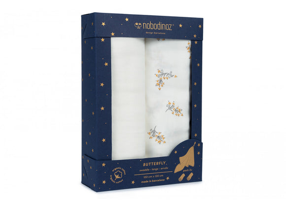 Nobodinoz Box 2 Butterfly swaddles • flore