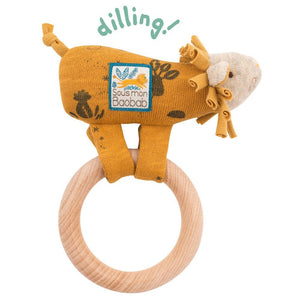 Moulin Roty Anneau-hochet bois lion Sous mon baobab 669006
