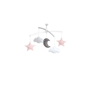 Pouce et Lina mobile Lune et étoiles rose et gris MOLU426P